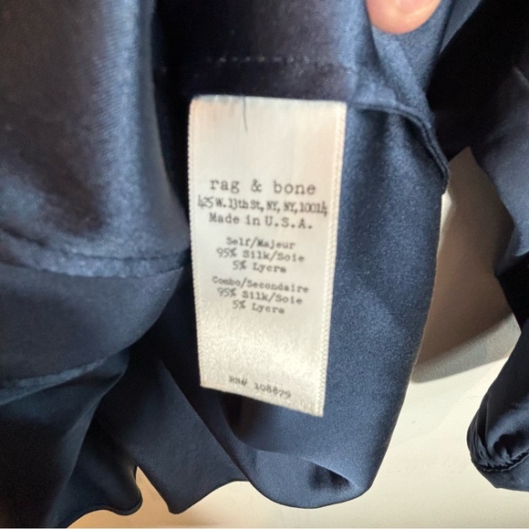 RAG & BONE Sz 2 (vanity)  Silk Flowy Made in the USA Hi Low 3/4 Sleeves Blouse - Picture 4 of 8